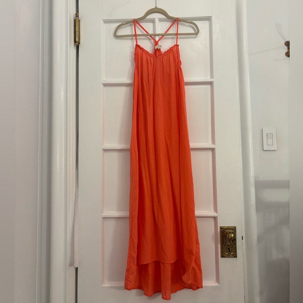 Gap Coral Racerback Cotton/Linen Maxi Sundress